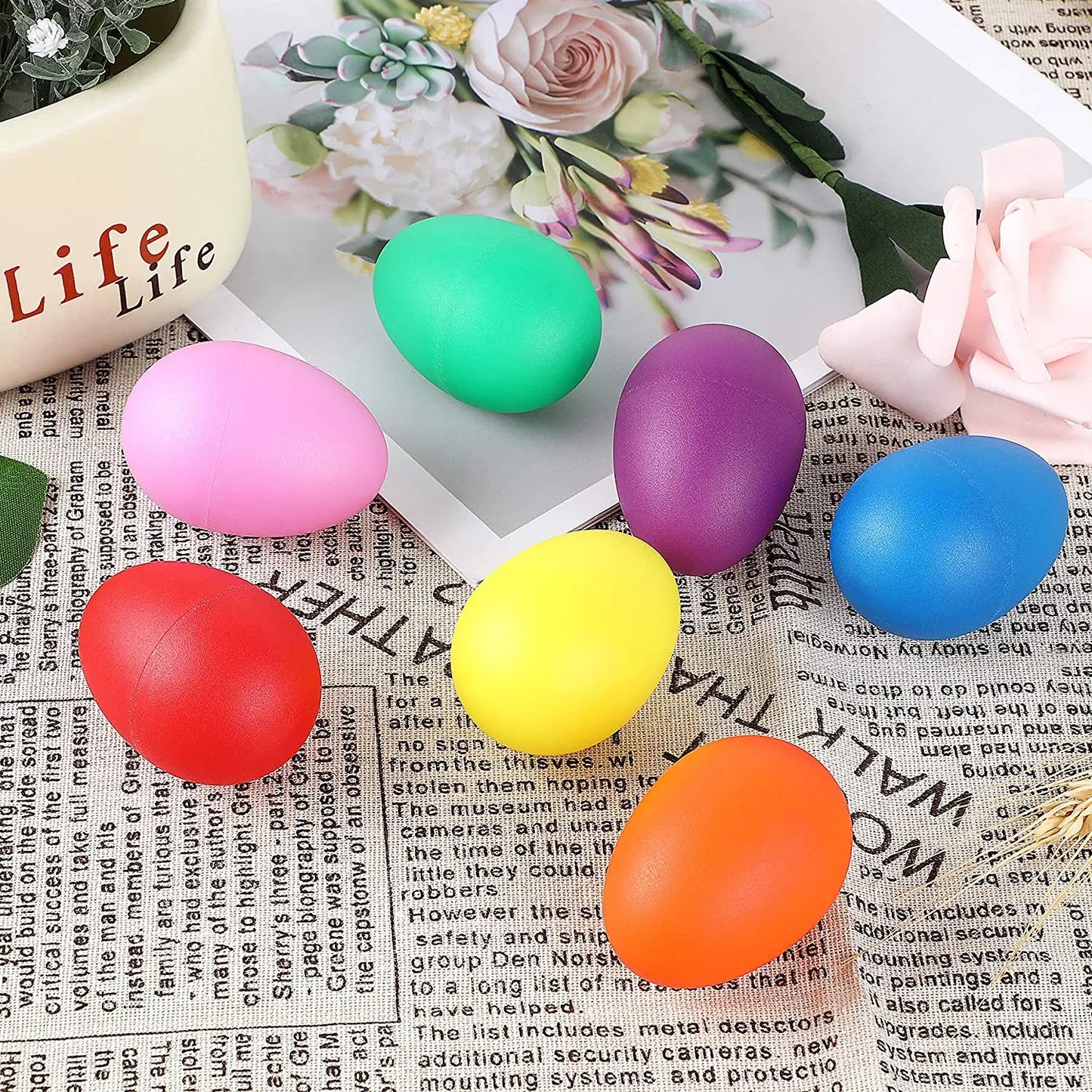 20pcs Plastic Percussion Maracas Shaker Musical Sound Egg  Colorful Musical Instrument Baby Toddler Childre Toy