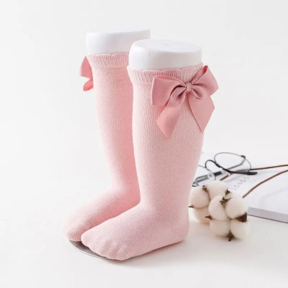 Kids Girls Socks With Bows Knee High Princess Socks For Girl Cute Newborn Baby Cotton Sock Long Tube Bow Children Socks