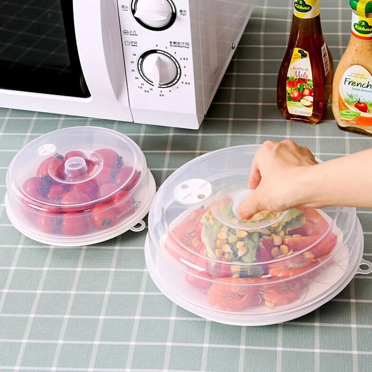 Transparent Round Plastic Bowl Lid Refrigerator Microwave Oven Cover Oil Lid Heating Sealing Food Preservation Lid Kitchen Tools