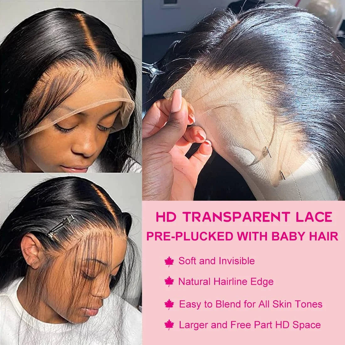 Straight Human Hair Wigs for Women 13x4 Lace Frontal Wigs Human Hair with Baby Hair 4x4 Lace Closure Wig Natural Hairline