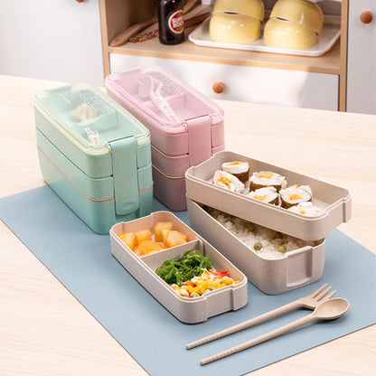 Wheat Straw Lunch Box Healthy BPA Free Bento Boxes Microwave Dinnerware Food Storage Container Soup Cup Lunch Box for Kids