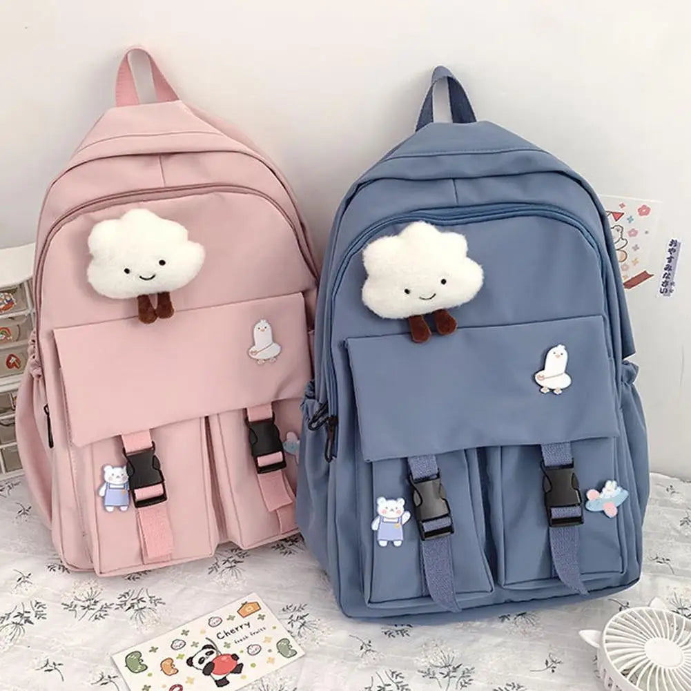 Fashion Big Student Backpack Simple Rucksack Girls School Bag Large Capacity Women Backpack Korean Ins Cute Leisure Travel Bag