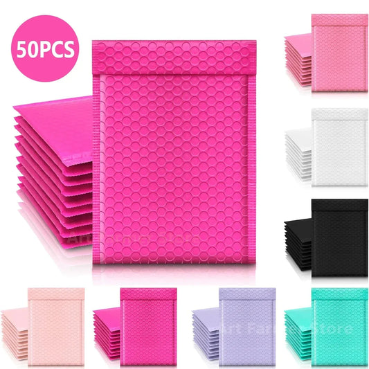 50Pcs Delivery Package Packaging Pink Small Business Supplies Envelopes Shipping Packages Bubble Envelope Packing Bag Mailer