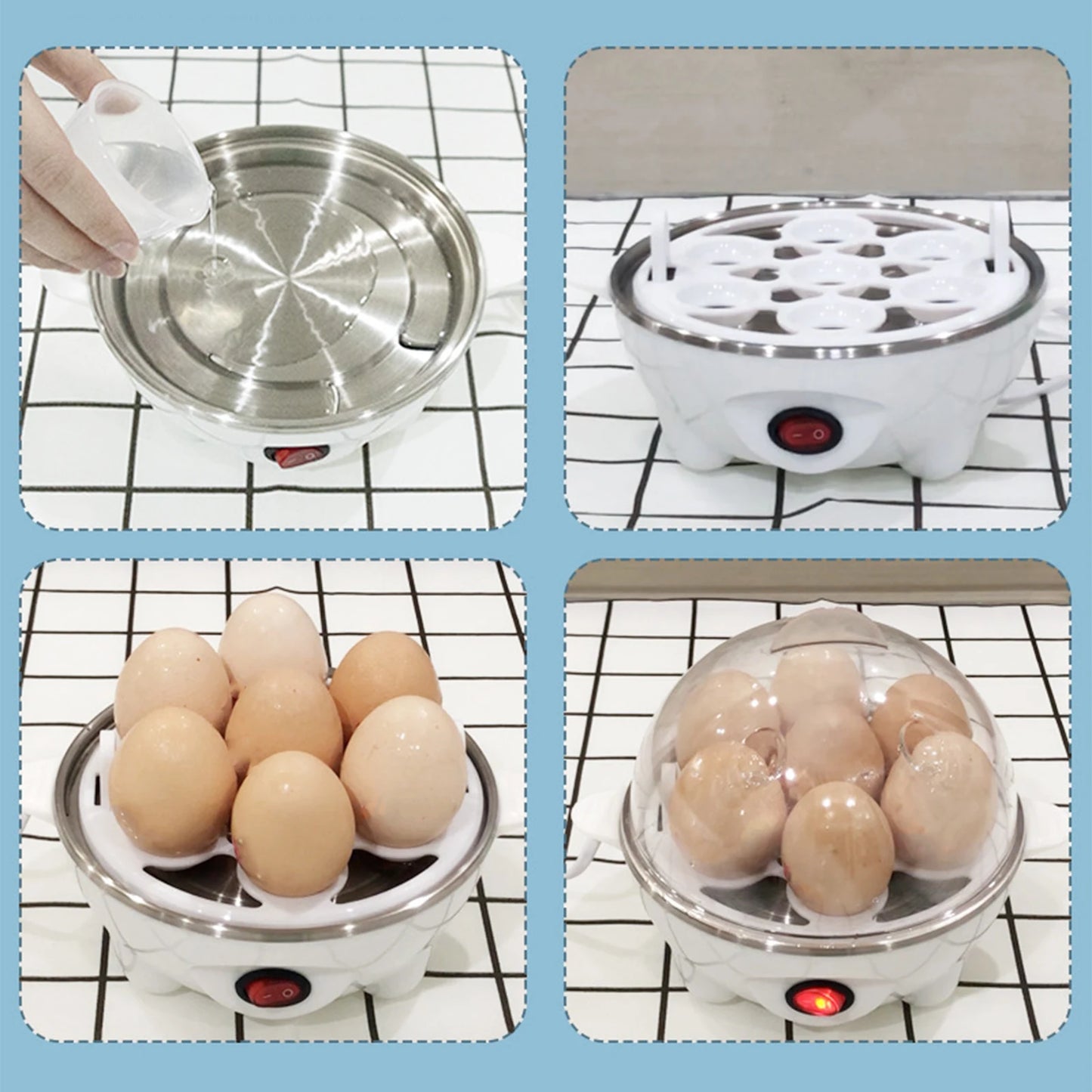 Egg Cooker 220V EU Plug Hard Boiled Multifunction Steaming Egg Reusable High Temperature Steamer Anti Slip Base Egg Boiler