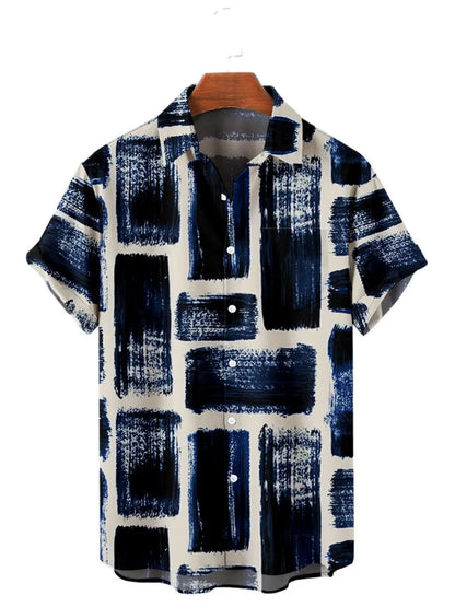 2022 5XL Hawaiian Men's Shirt Colourful Striped Camisa Short Sleeve Shirts For Men Casual Top Oversized Tee Shirt Men Clothing