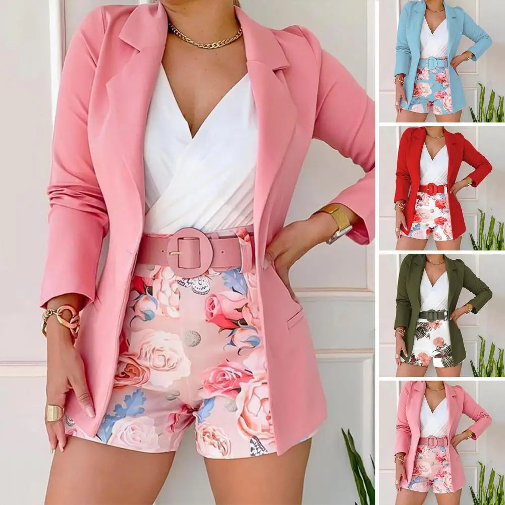 2024 Spring Summer New Fashion Casual Print Suit Small Women's Dress Two Piece Sets Womens Ladies Blazers Blazer Shorts