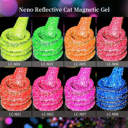 LILYCUTE 7ml Purple Fluorescent Reflective Glitter Cat Magnetic Gel Neon Gel Nail Polish Semi Permanent Nail Art UV Gel Polish