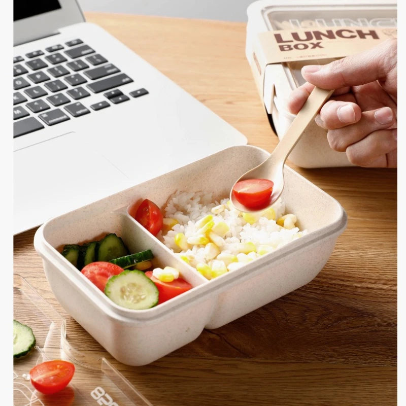 1Pc Microwave Lunch Box Eco-Friendly BPA Free Wheat Straw Portable Bento Box Kitchen Food Container Lunch Box Home Accessories