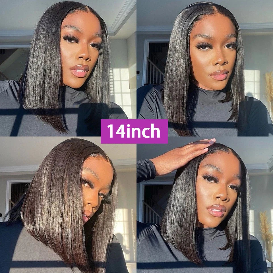 Transparent 13x4 Lace Front Straight Short Bob Wigs Human Hair Bob Wig for Women Glueless Hair Lace Wig Ready to Go Brazilian