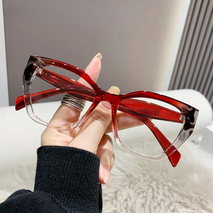 2024 New Cat's Eye Plain Glasses Frame Women's Fashion PC Eyewear Frame Flat Glasses Luxury Anti Blue Light Optical Glasses