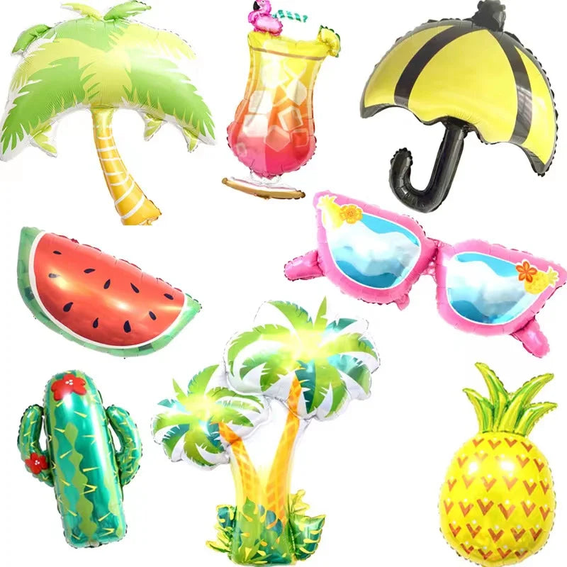 Hawaii Tropical Beach Balloons Summer Pool Party Decoration Photo Aluminum Film Balloon Birthday Festive Party Decoration Arrang