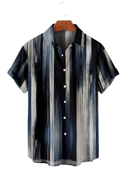 2022 5XL Hawaiian Men's Shirt Colourful Striped Camisa Short Sleeve Shirts For Men Casual Top Oversized Tee Shirt Men Clothing