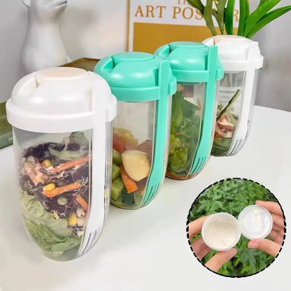 Salad Cup Breakfast Oatmeal Cereal Nut Yogurt Container Set with Fork Sauce Cup Lid Food Taper Bowl Lunch Box