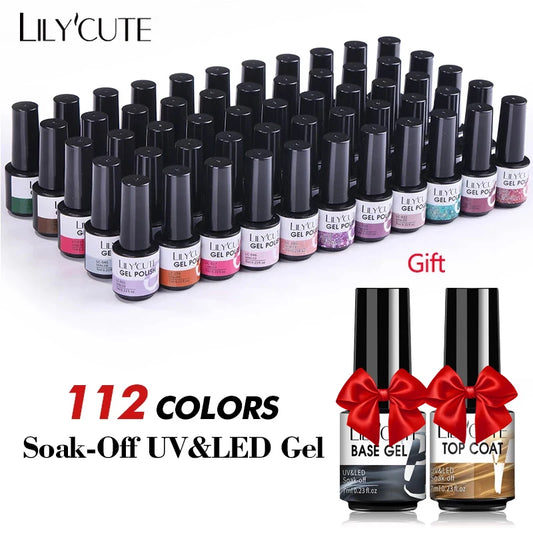 LILYCUTE 112/60/40/20Pcs Colors Gel Nail Polish Set Semi Permanent Soak Off UV Led Nail Art Salon Gel Varnish Hybrid Gel Kit