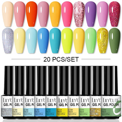 LILYCUTE 112/60/40/20Pcs Colors Gel Nail Polish Set Semi Permanent Soak Off UV Led Nail Art Salon Gel Varnish Hybrid Gel Kit