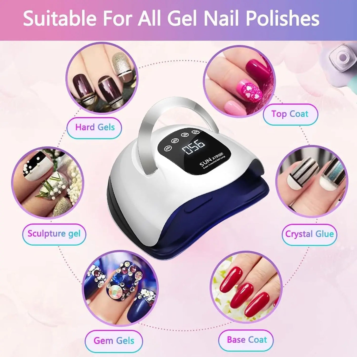 SUN X19 MAX UV LED Nail Drying Lamp 320W Professional UV Nail Dryer Light for Gel Nails 72 Beads Fast Curing Gel Polish Lamp