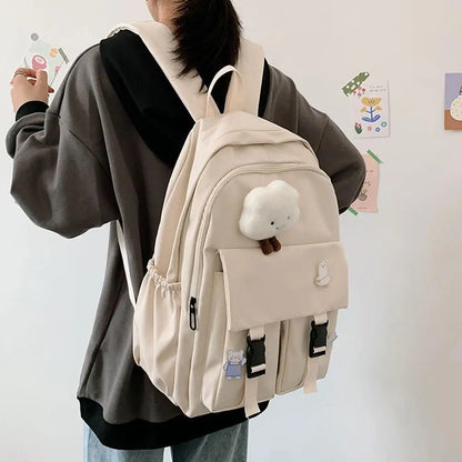 Fashion Big Student Backpack Simple Rucksack Girls School Bag Large Capacity Women Backpack Korean Ins Cute Leisure Travel Bag