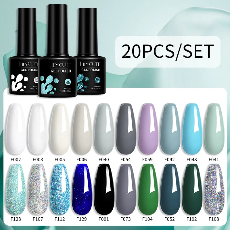 LILYCUTE 112/60/40/20Pcs Colors Gel Nail Polish Set Semi Permanent Soak Off UV Led Nail Art Salon Gel Varnish Hybrid Gel Kit