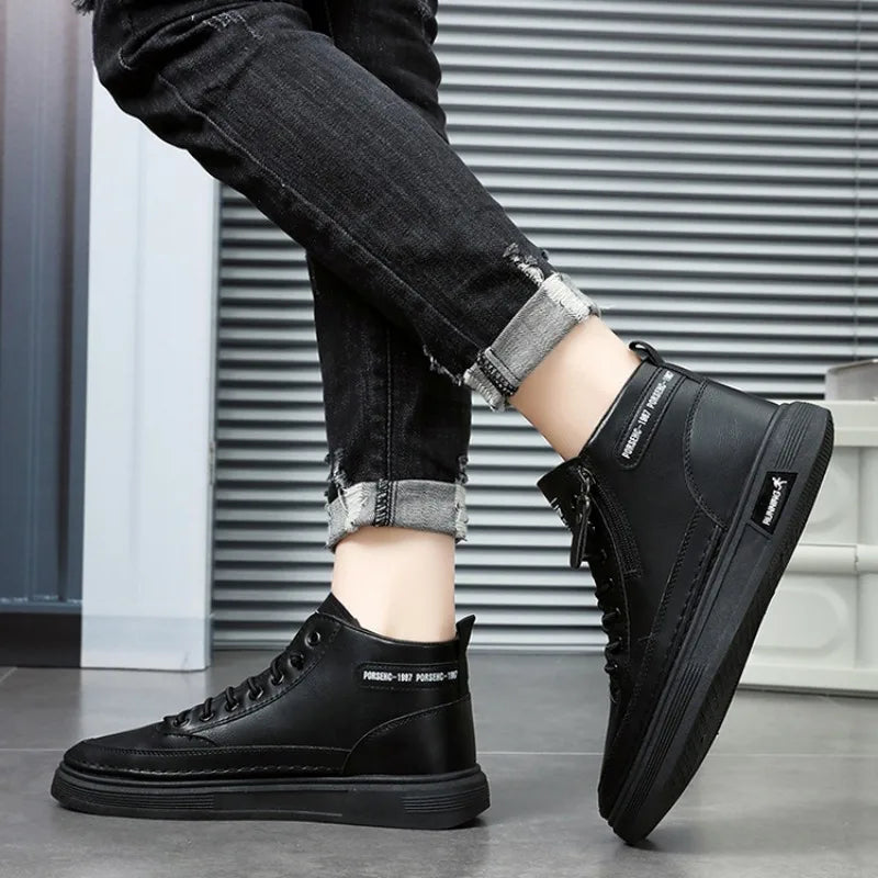 New Summer Fashion Outdoor Casual Shoes For Men Versatile Flats Shoes Non-slip Comfortable Men's Shoes Side Zipper Plate Sneaker