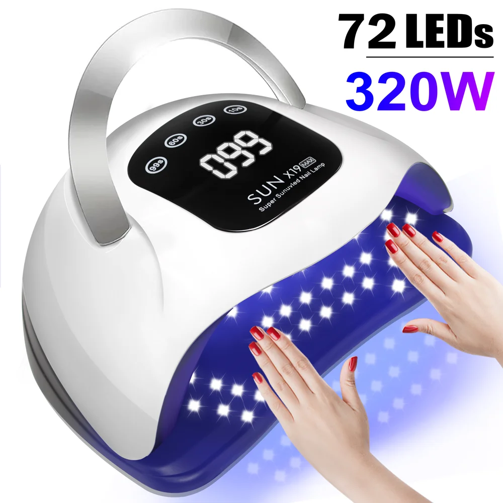 SUN X19 MAX UV LED Nail Drying Lamp 320W Professional UV Nail Dryer Light for Gel Nails 72 Beads Fast Curing Gel Polish Lamp