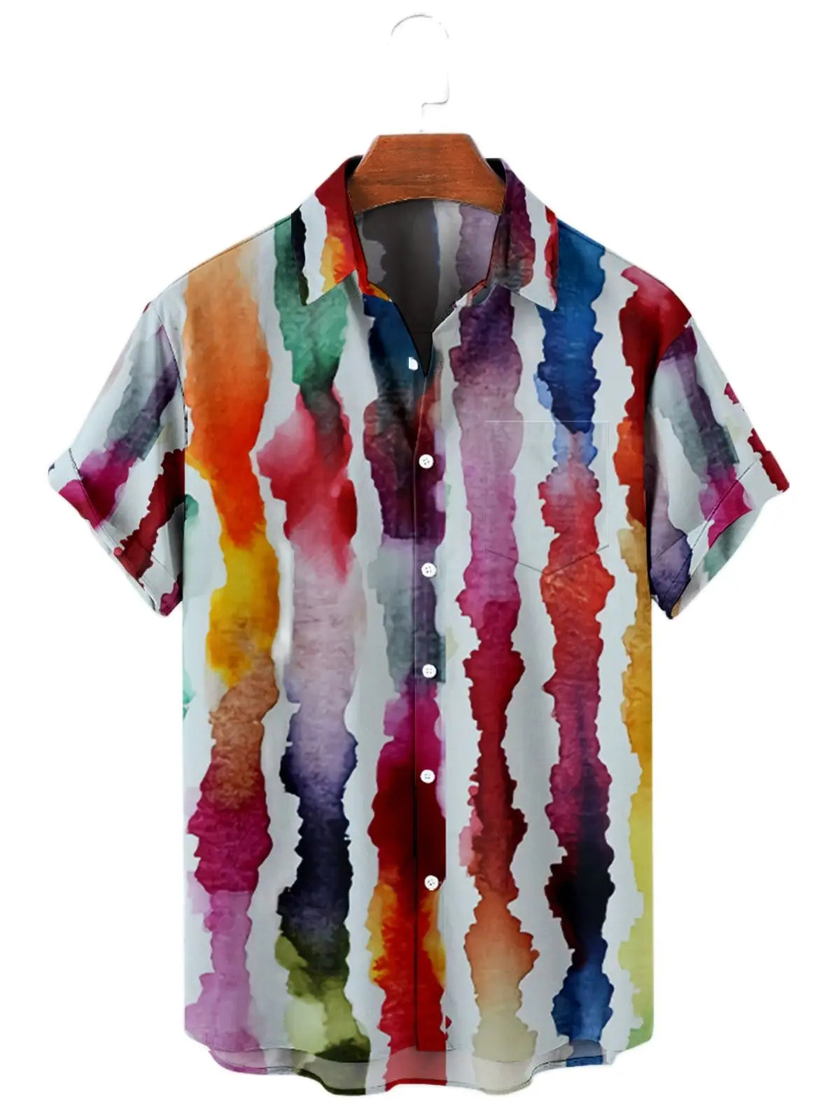 2022 5XL Hawaiian Men's Shirt Colourful Striped Camisa Short Sleeve Shirts For Men Casual Top Oversized Tee Shirt Men Clothing