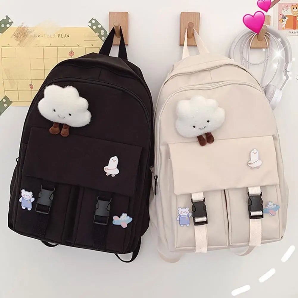 Fashion Big Student Backpack Simple Rucksack Girls School Bag Large Capacity Women Backpack Korean Ins Cute Leisure Travel Bag