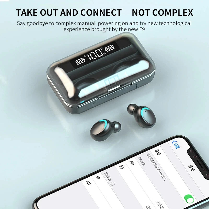 New Wireless TWS Bluetooth Earphone with LED Display Touch Noise Canceling Earbuds Sports Music Game Headset Waterproof for ios