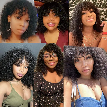 Short Loose Curly Wigs for Black Women, Afro Synthetic Wigs, Fluffy Natural Wigs, Half Wigs, Soft Hair