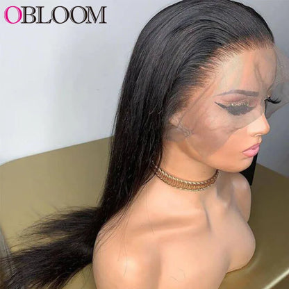 Glueless 360 Lace Frontal Wig Human Hair Wigs Pre plucked Full Lace Wig Ponytail Straight Brazilian Bleached Knots Wig for Women