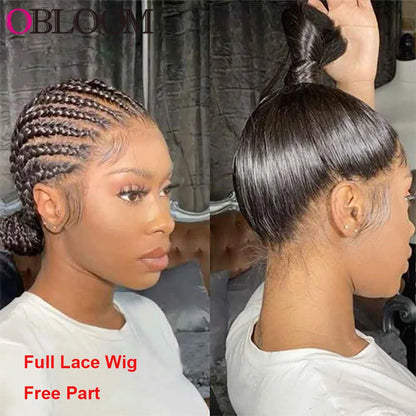 Glueless 360 Lace Frontal Wig Human Hair Wigs Pre plucked Full Lace Wig Ponytail Straight Brazilian Bleached Knots Wig for Women